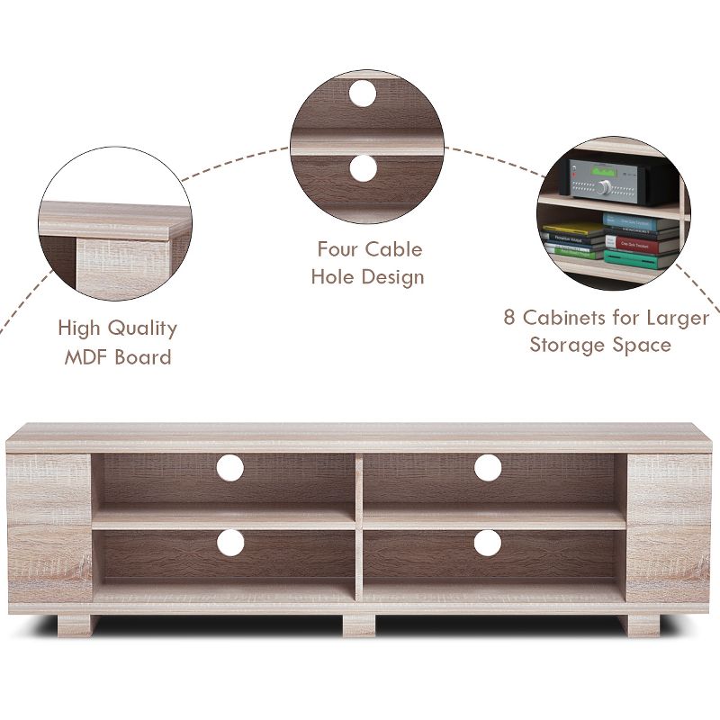 Costway TV Stand Entertainment Media Center Console For TV's up to 60'' w/Storage Shelves