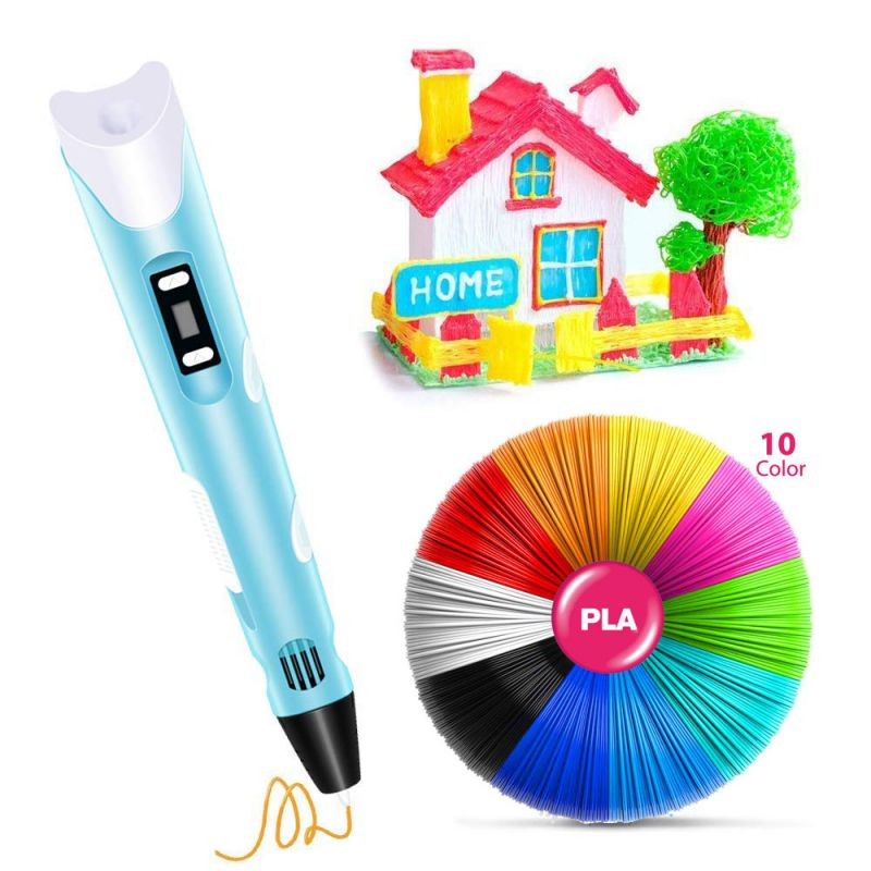 Werleo 3D Pen Art and Craft DIY Drawing 3D Printing Printer Pen with PLA Filament Refills for Kids Nonclogging 3D Printer Pens with LCD Display 165 Feet 10 Colors Filament