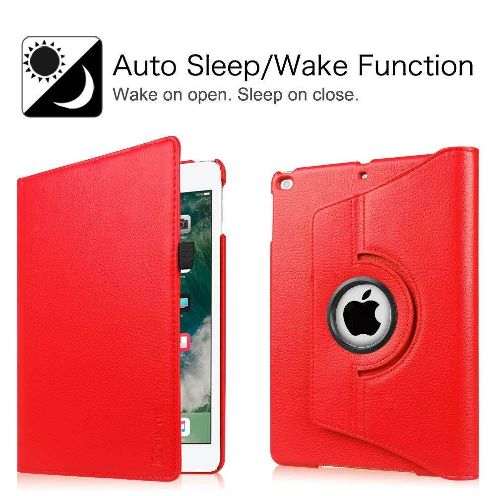 Fintie iPad 9.7 inch 2018 2017 / iPad Air Case - 360 Degree Rotating Stand Protective Cover with Auto Sleep Wake for Apple iPad 9.7 inch (6th Gen, 5th Gen) / iPad Air 2013 Model, Red
