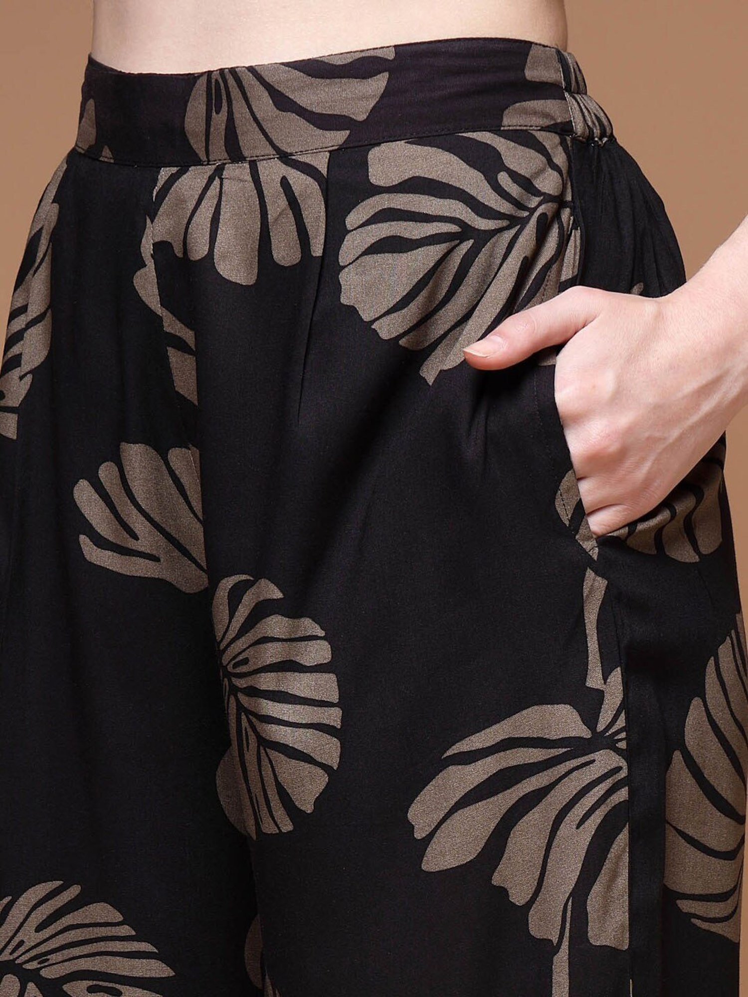 Melon by PlusS Black Floral Print Top Pant Set