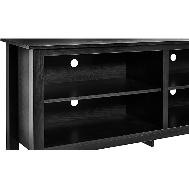 TV Stand Storage Media Console for TV's up to 65 Inches 58" with 4 Storage Shelves, Midnight Black