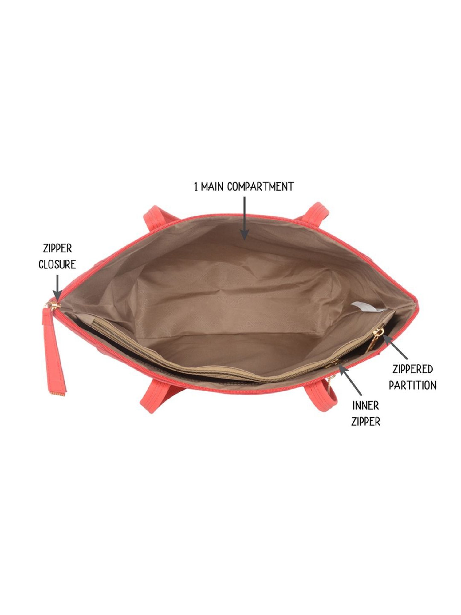 Baggit Baelfire Arabia Red PU Solid Tote Handbag