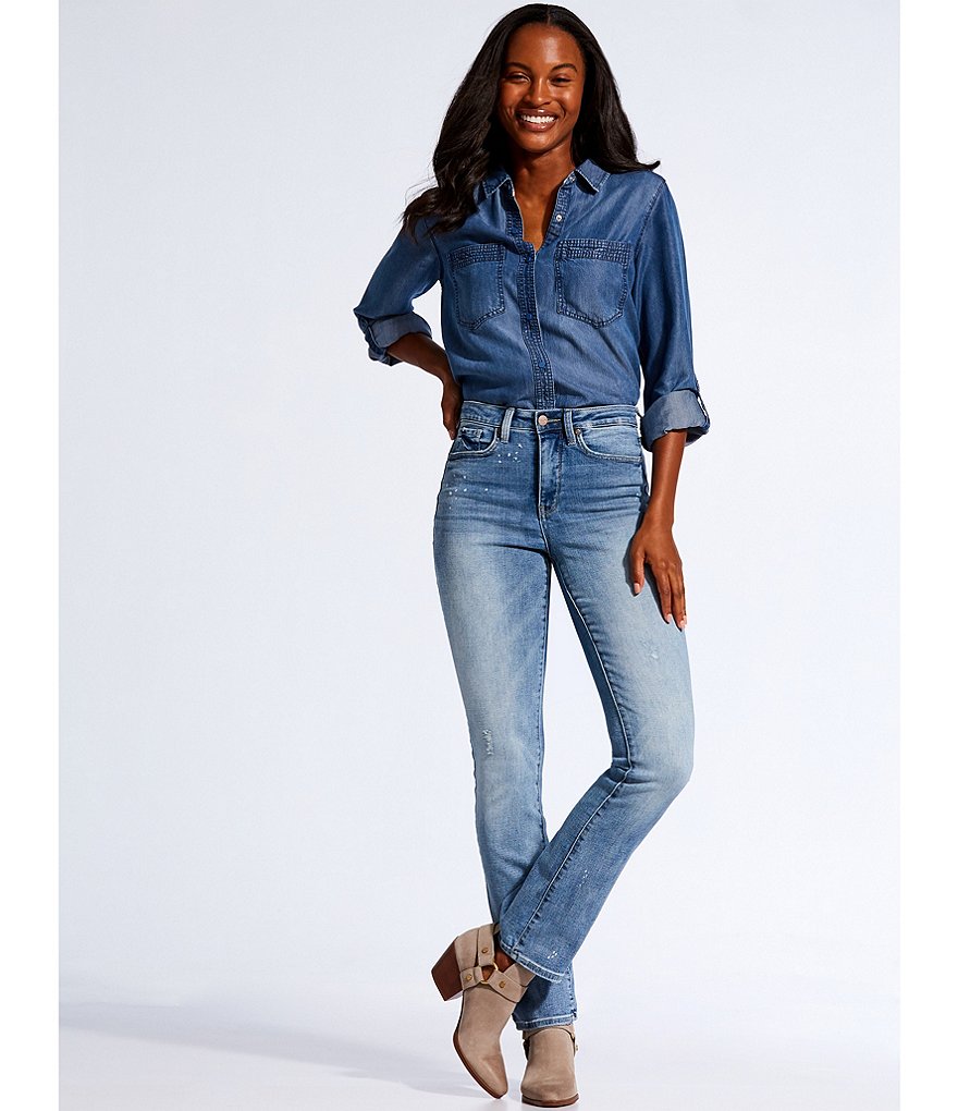 NYDJ Bleach Spot Detail Slim Bootcut Jeans