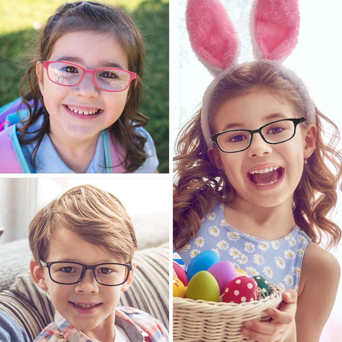 Children Kids Teens Blue Light Filter Computer Glasses for Blocking Anti Eye Eyestrain Transparent Lens Black Frame