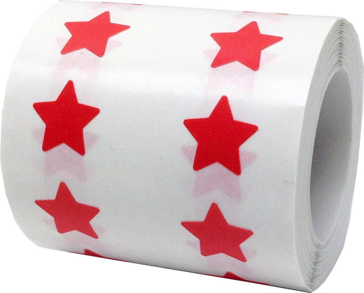 Red Star Stickers, 1/2 Inch Wide, 1000 Labels on a Roll
