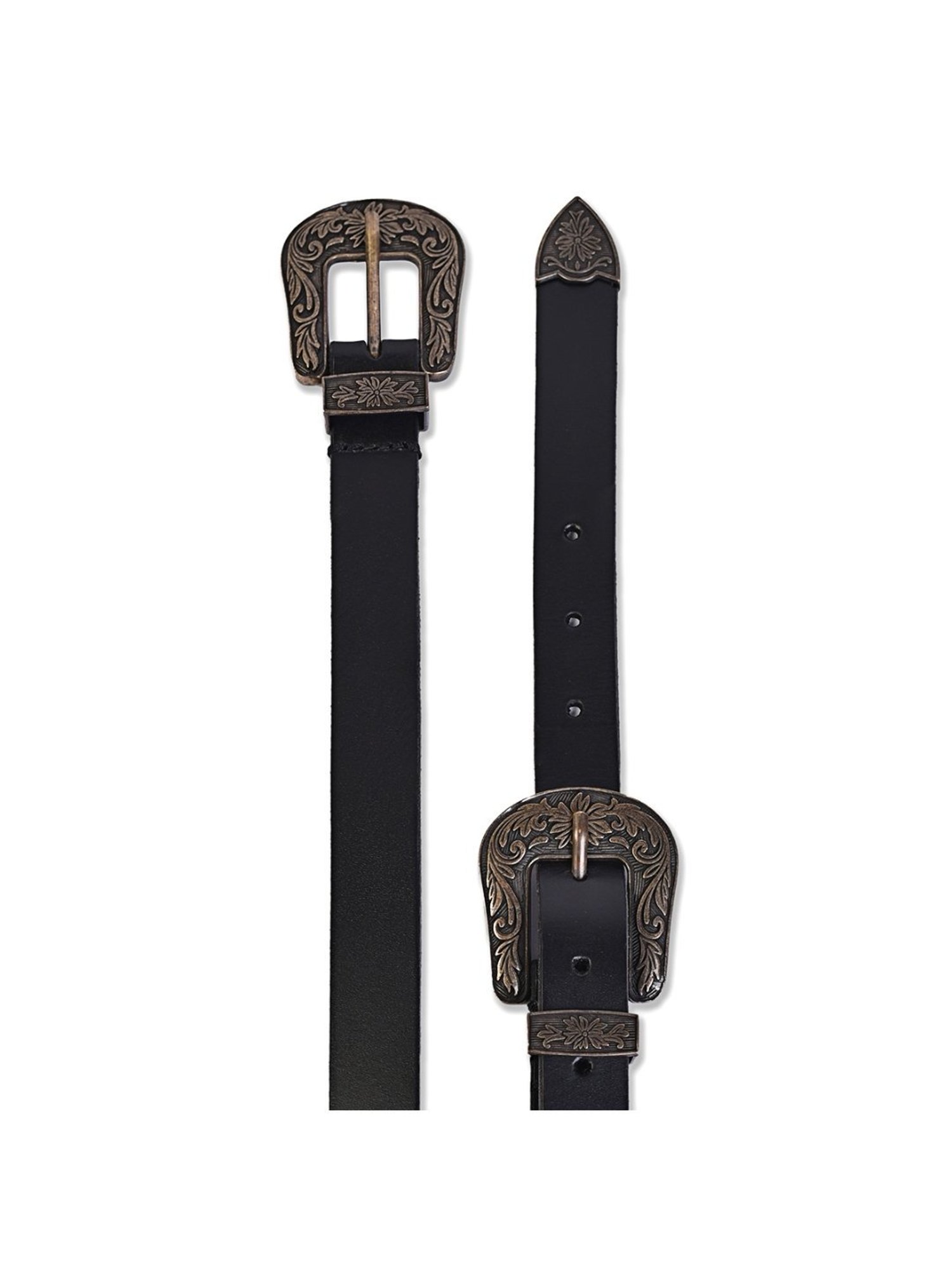 BELWABA Black Leather Casual Reversible Belt for Women