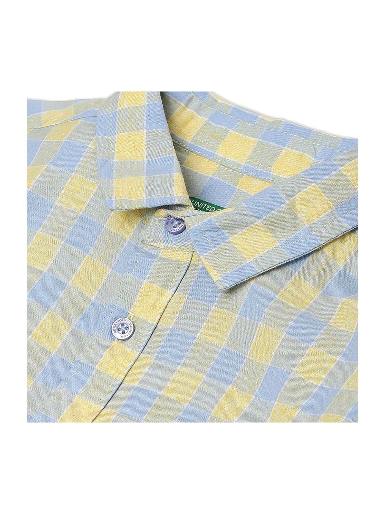 United Colors of Benetton Kids Yellow & Blue Chequered Shirt