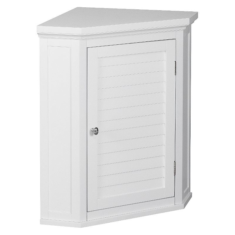 Slone White Shuttered Corner Cabinet - Elegant Home Fashion
