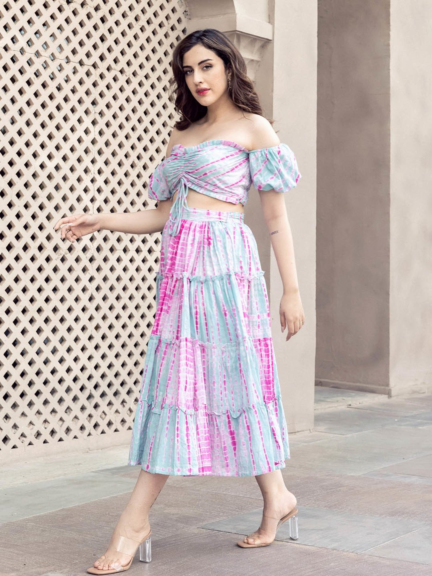 AACHHO Blue Fagheera Shibori Cotton Co-ord Set