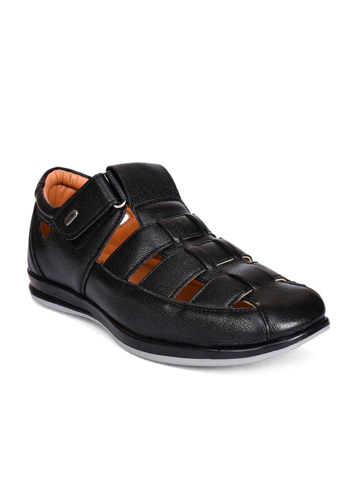 Action Men's Dotcom Black Fisherman Sandals