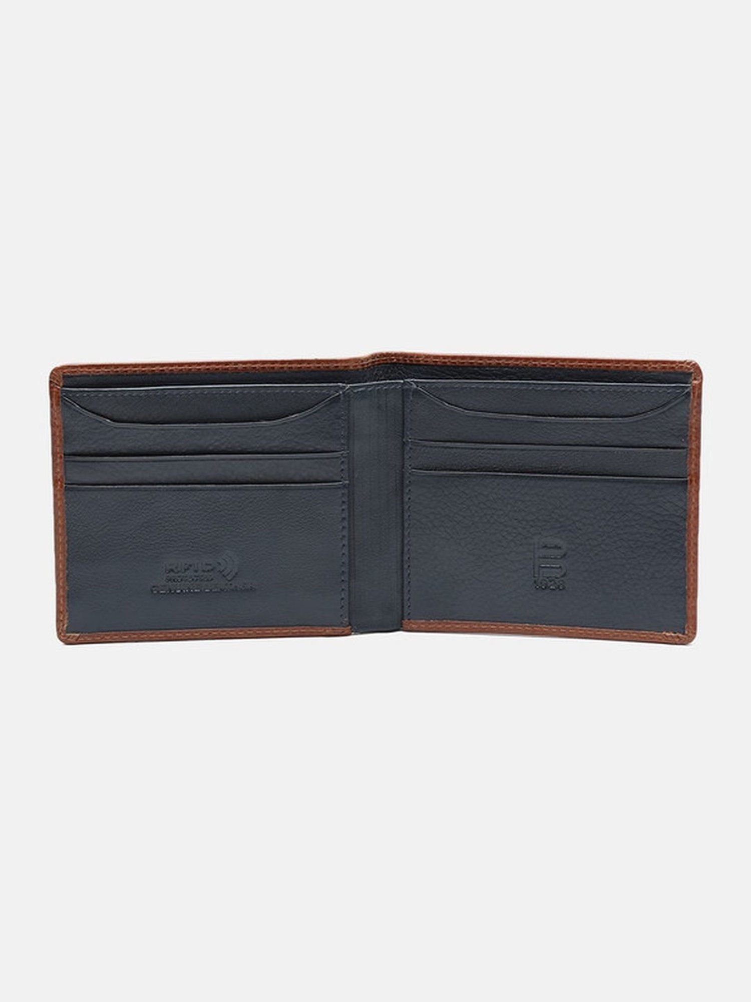 BAGATT Capua Brown & Blue Leather Bi-Fold Wallet for Men