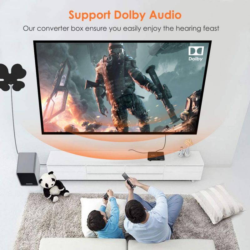 Leelbox Converter Box, 1080P ATSC Digital Tuner Box for Analog TV, Supports Recording PVR, Live TV Shows, Multimedia Playback, H.265 Video Decoding, IR Search, Free Local TV