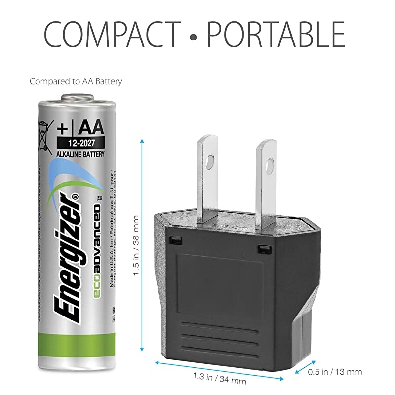 European Adapter 5 Pack,  Type C EU to USA and Canada Travel Adapter Plug, 2 Prong Universal Power Converter (Black)