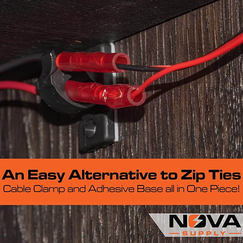 AdhesiveBacked Cable Clamps Combo Pack of 100 MultiSize Set of 20x 4 6 8 10 and 12 mm Black Clips For Wire Management and Cord Organization ToolsFree Install For Home Or Office