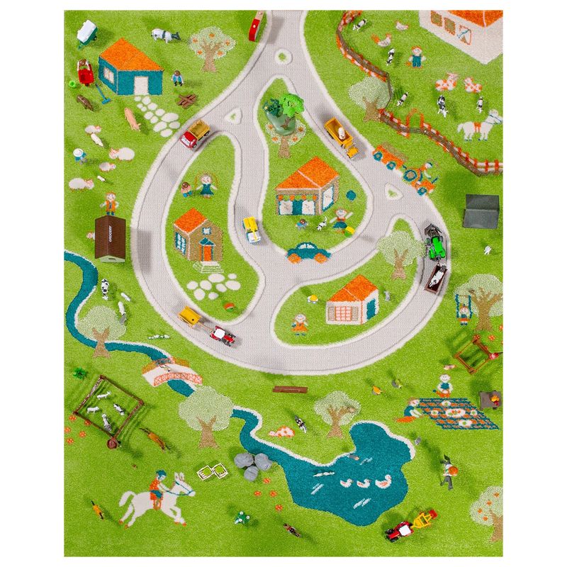 IVI 3D Play Carpets 101MD011YE10152 59 x 39-inch Farm Rug and Educational Toddler Mat for Bedroom, Kids Den, or Playroom, Medium