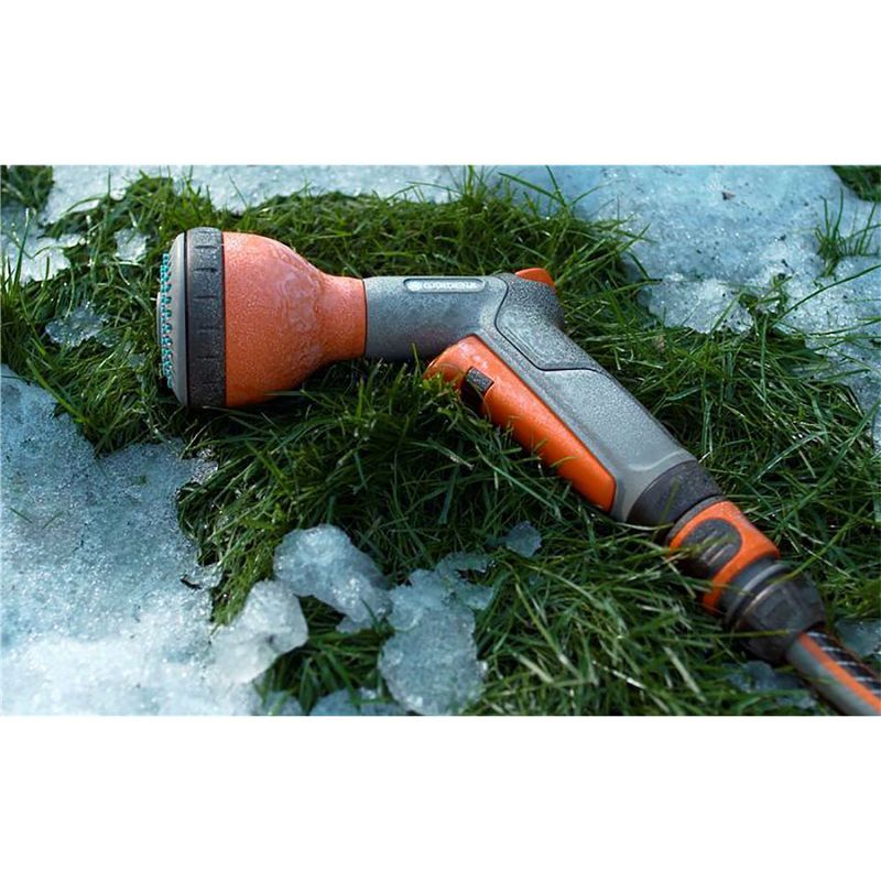 Gardena Frost Proof Adjustable 2 in 1 Hose Nozzle for Garden Water Hose, Orange