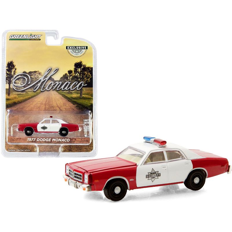 1977 Dodge Monaco Red and White "Finchburg County Sheriff" "Hobby Exclusive" 1/64 Diecast Model Car by Greenlight