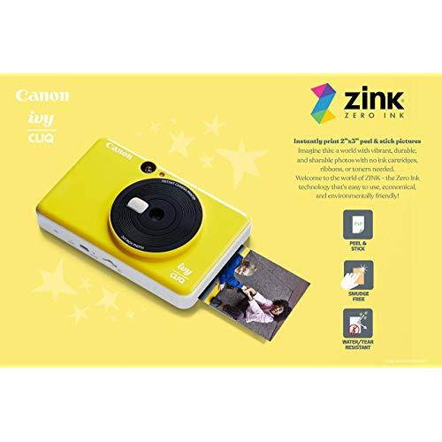 Ivy CLIQ Instant Camera Printer Mini Photo Printer with 2X3 StickyBack Photo Paper10 Sheets Bumblebee Yellow
