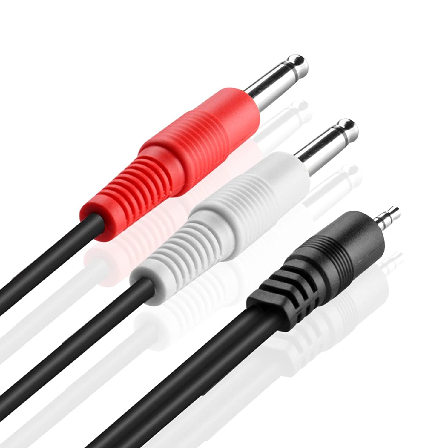 TNP Premium 3.5mm TRS to Dual 1/4 Inch TS Audio Cable - Male 3.5mm 1/8" Stereo AUX Auxiliary to 6.35mm 1/4" Y Adapter Connector Wire Cord Plug Jack (15 Feet)