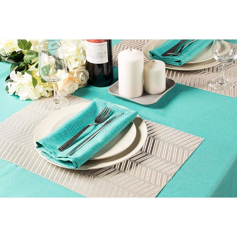 Juvale Turquoise Blue Rectangle Polyester Dining Tablecloth Table Cover with 6 Cloth Napkins, 60 x 102 in