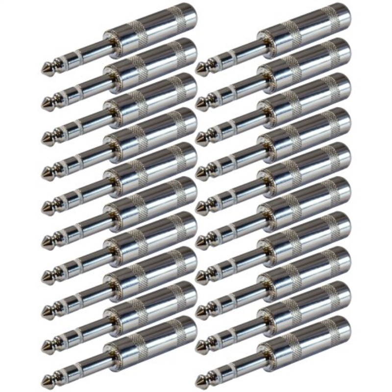 gls audio 1/4" plugs for patch cables, balanced cables, snakes  trs male stereo 1/4 inch phono 6.3mm phone plug bulk  20 pack
