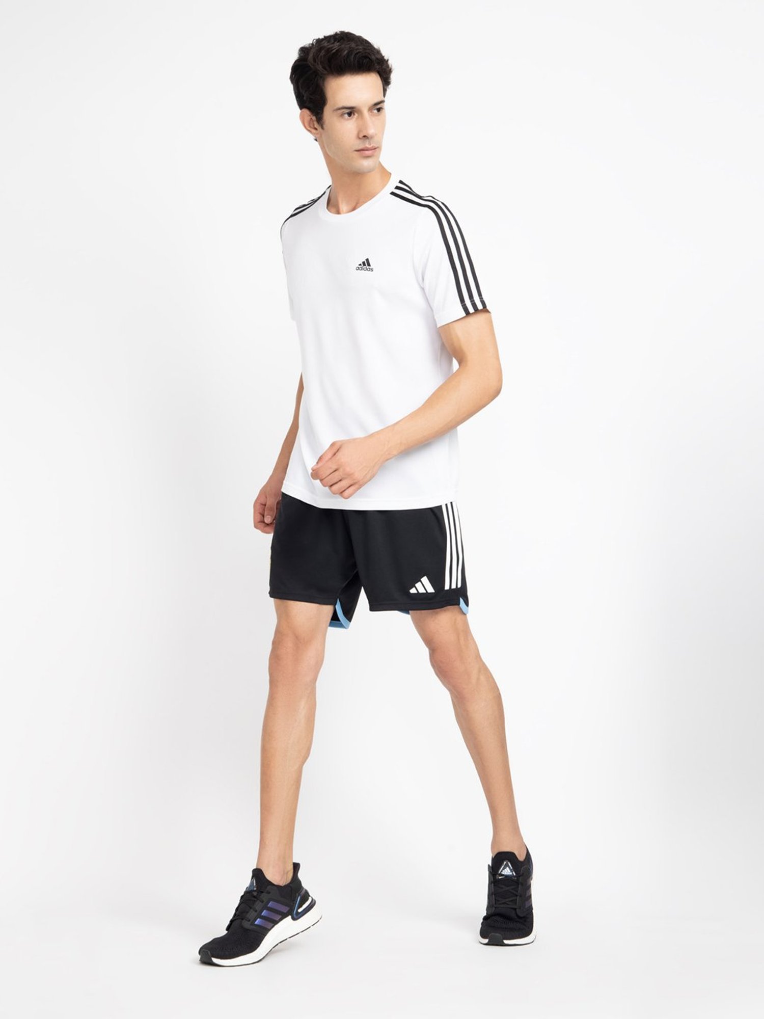 adidas Black ARGENTINA 22 HOME Striped Sports Shorts