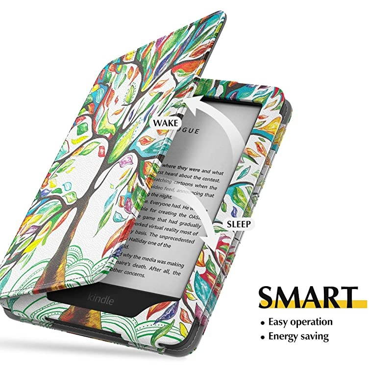 Case Fits AllNew K i n d l e 10th Generation 2019 Release 8th Generation 2016 PU Leather Ultra Lightweight Slim Smart Cover with Hand Strap amp Pocket Auto SleepWake Lucky Tree