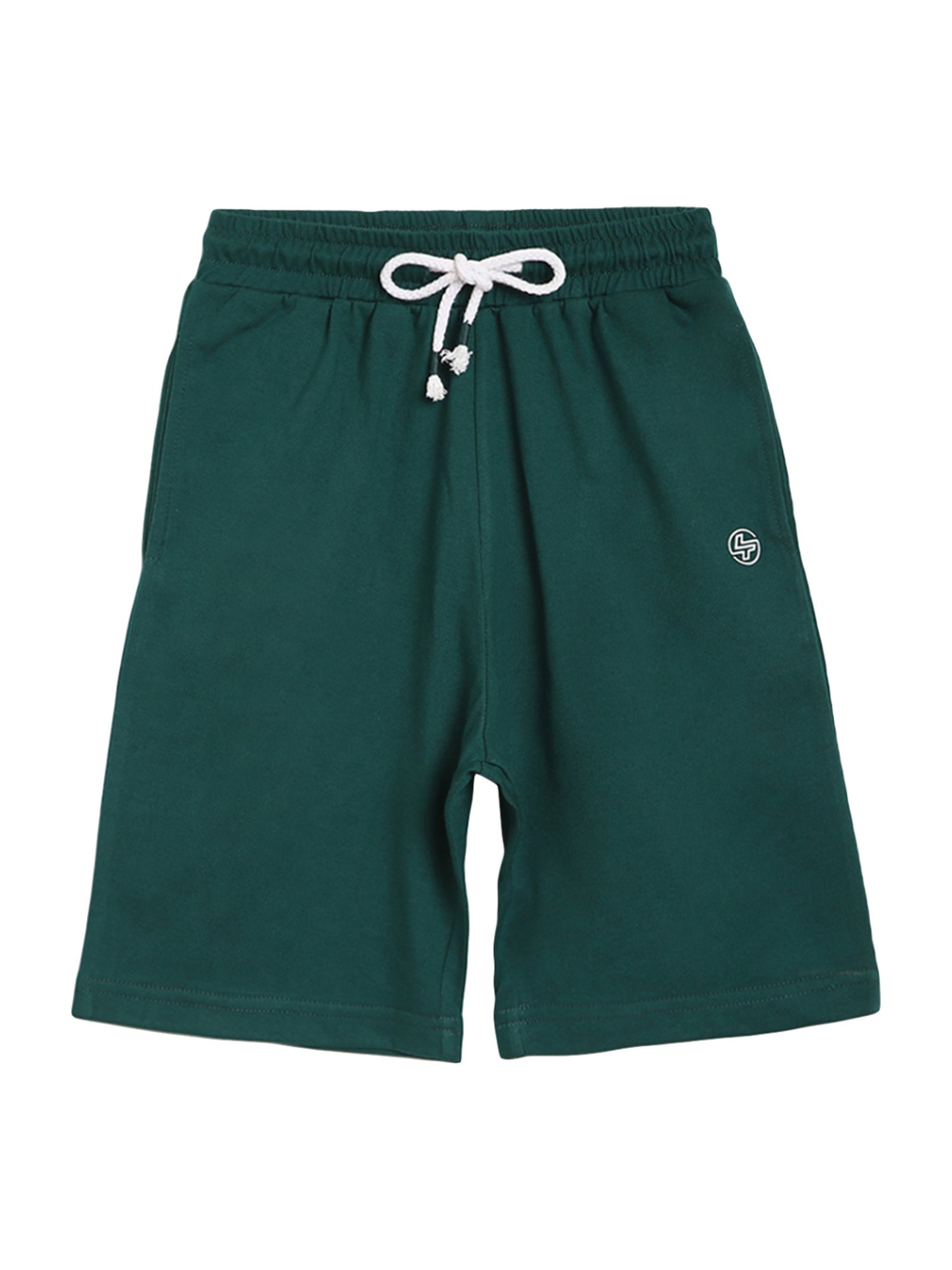 Li'l Tomatoes Kids Green & Wine Cotton Printed Shorts - Pack of 2