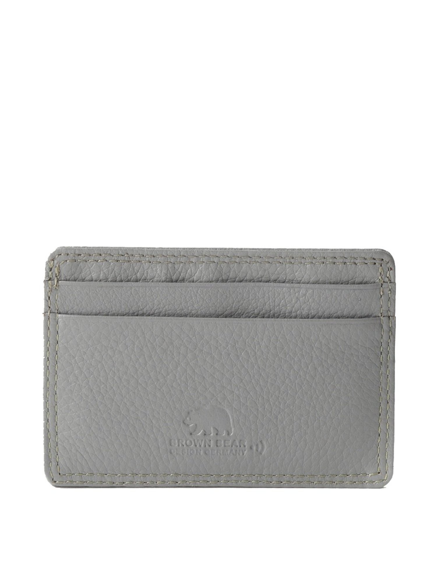 Brown Bear Grey Casual Leather Rfid Card Holder for Men