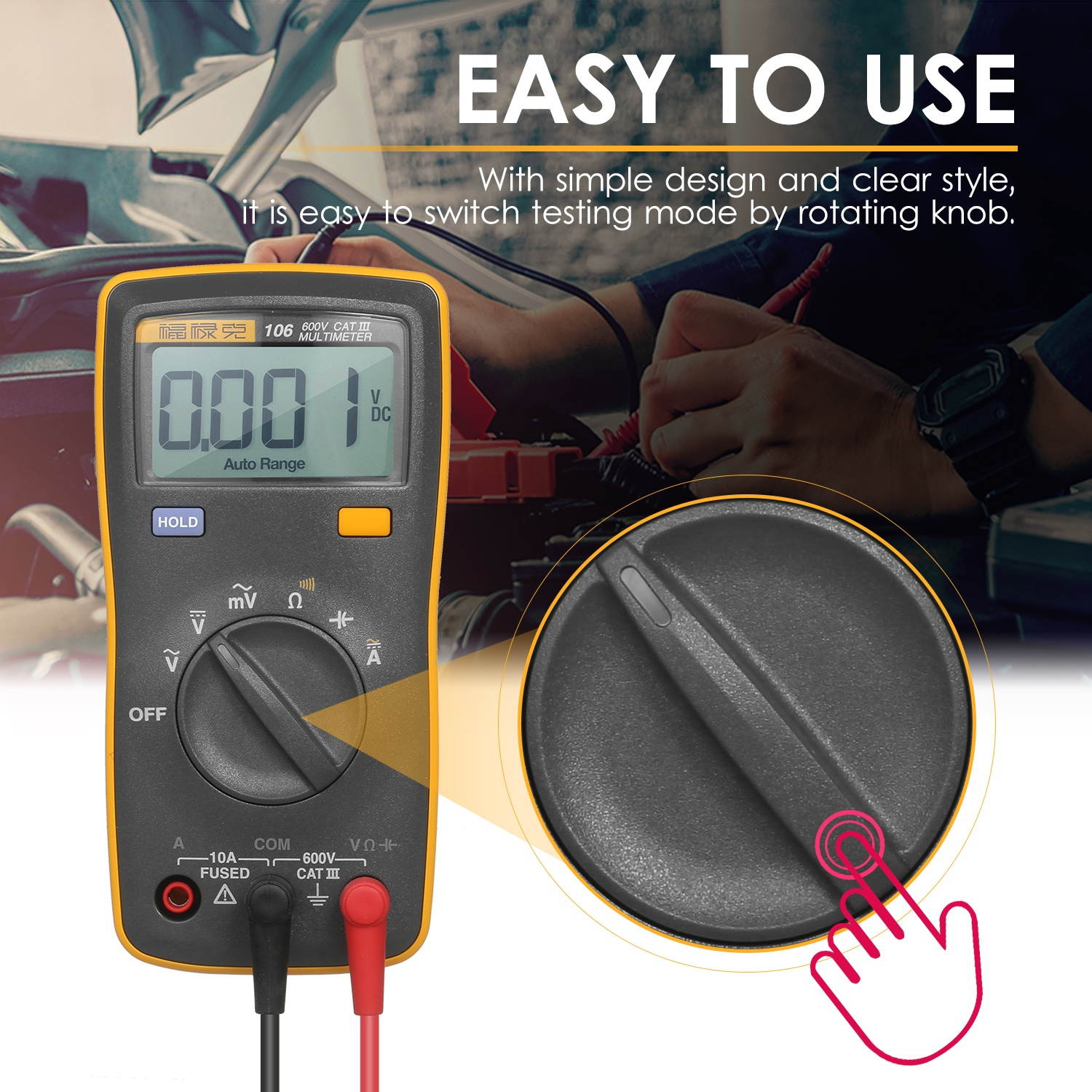 FLUKE 6000 Counts Mini Palm-sized Multimeter Digital Multimeter Handheld Voltmeter Portable Ammeter Voltage Meter Universal Meter Measuring AC/DC Voltage AC/DC Current Resistance Capacitance