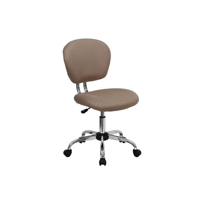 Mid-Back Coffee Brown Mesh Padded Swivel Task Office Chair with Chrome Base