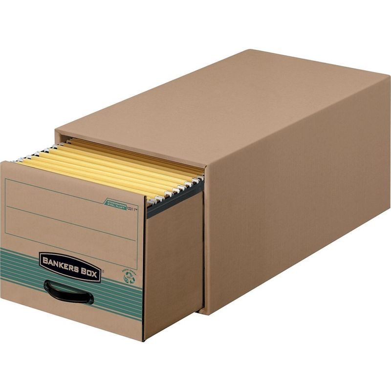 Bankers Box Super STOR/DRAWER Steel Plus Storage Box Letter Kraft/Green 6/Carton 1231101