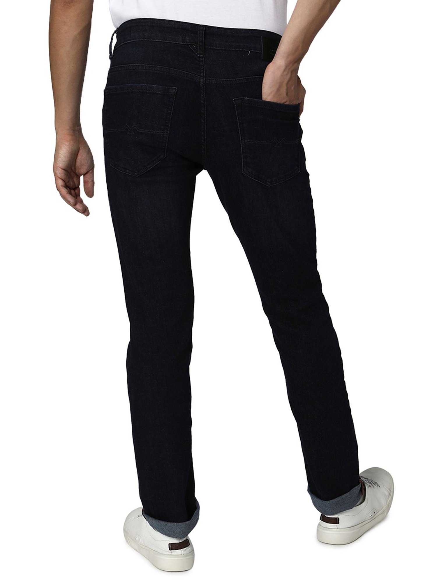 Mufti Dark Blue Slim Fit Lightly Washed Jeans