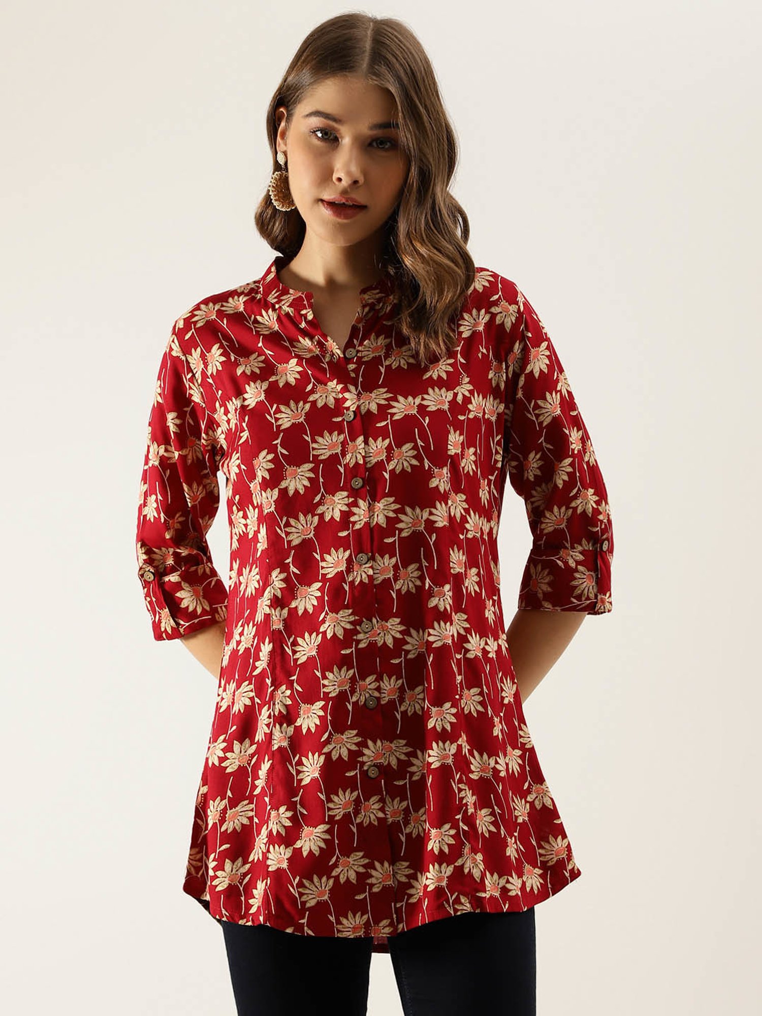 Divena Maroon Printed Top