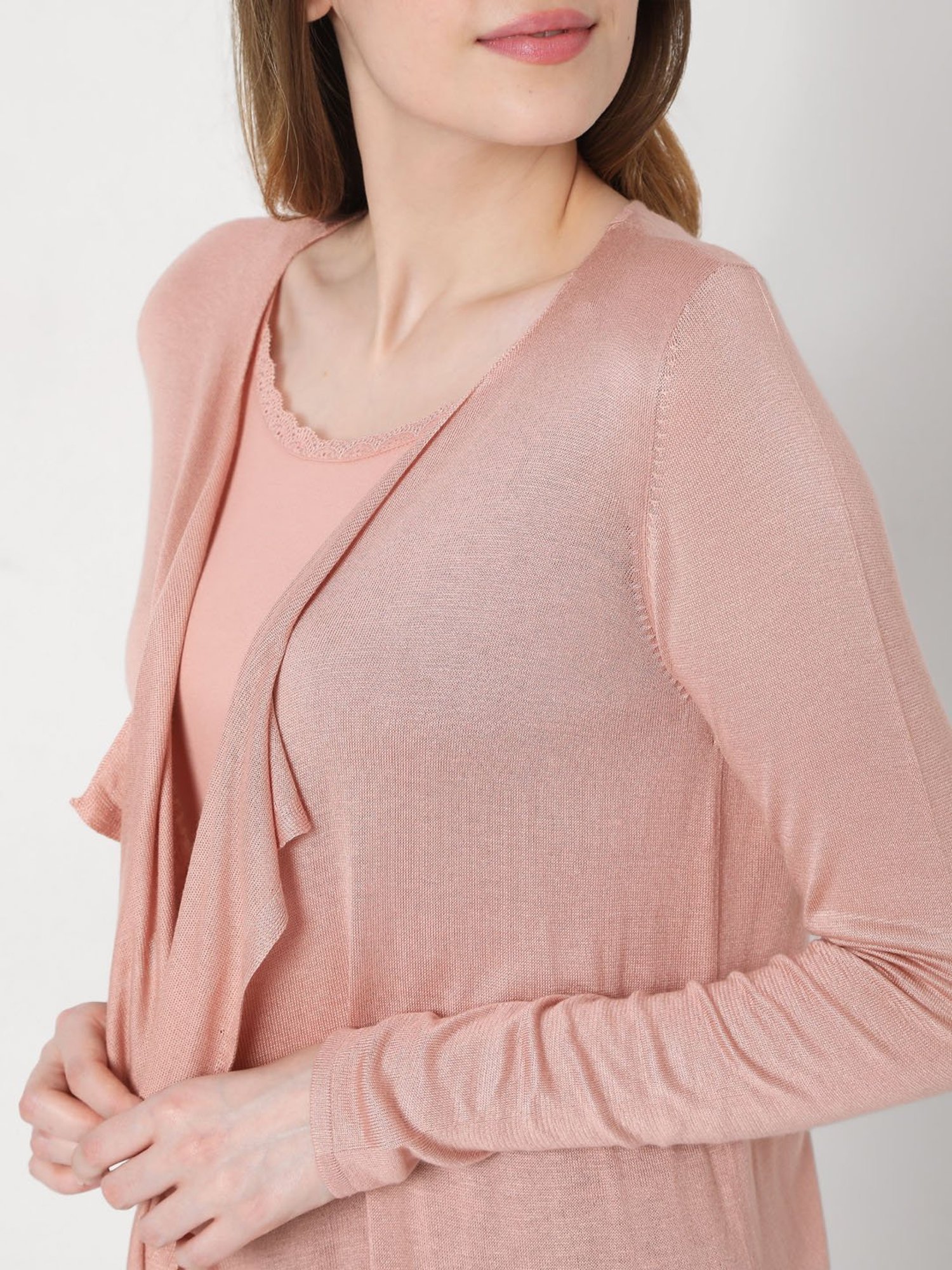 Vero Moda Misty Rose Full Sleeves Shrug