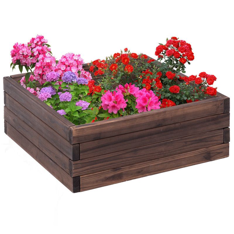 Costway Square Raised Garden Bed Flower Vegetables Seeds Planter Kit Elevated Box