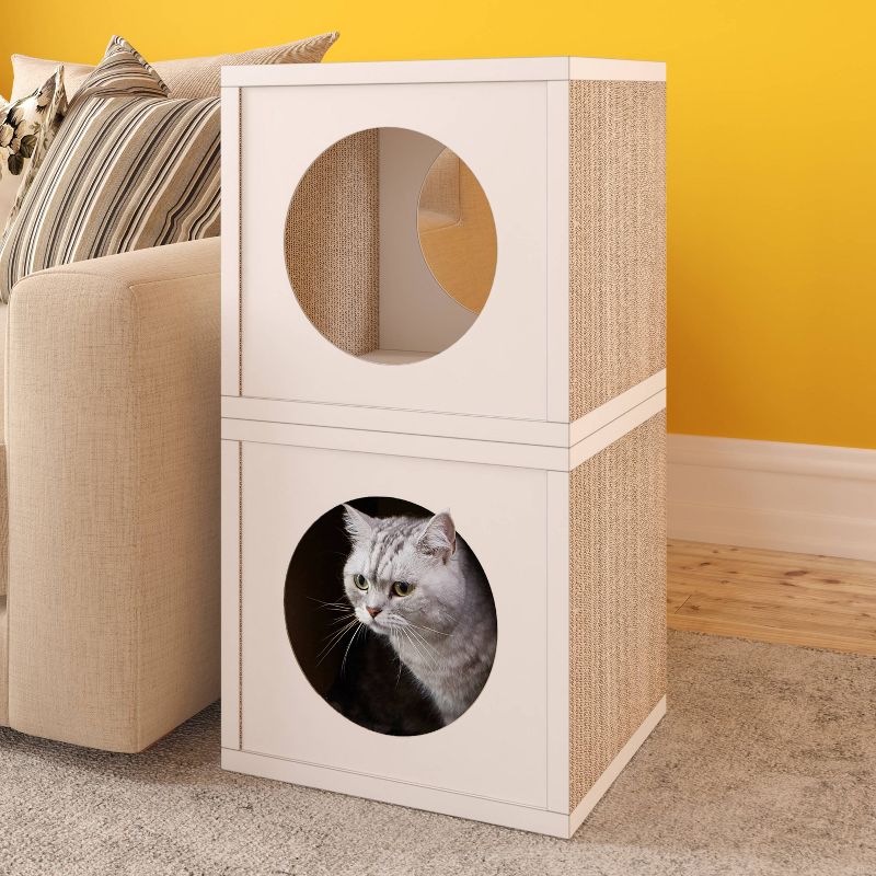 Way Basics Eco Cube Cat Scratcher - S/M - White
