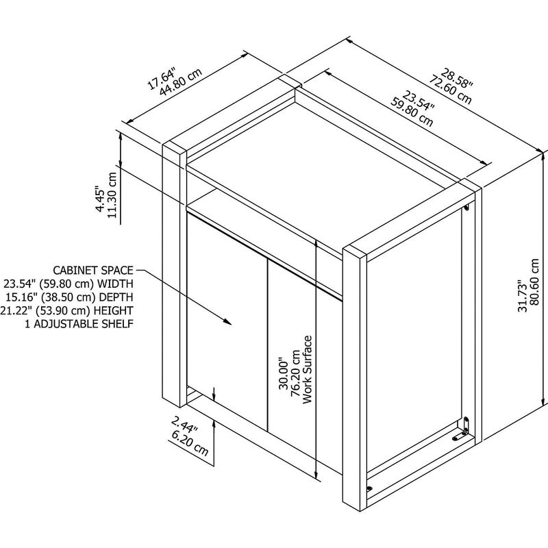 Voss 2 Door Accent Storage Cabinet Cotton White and Serene Cherry - Kathy Ireland Home