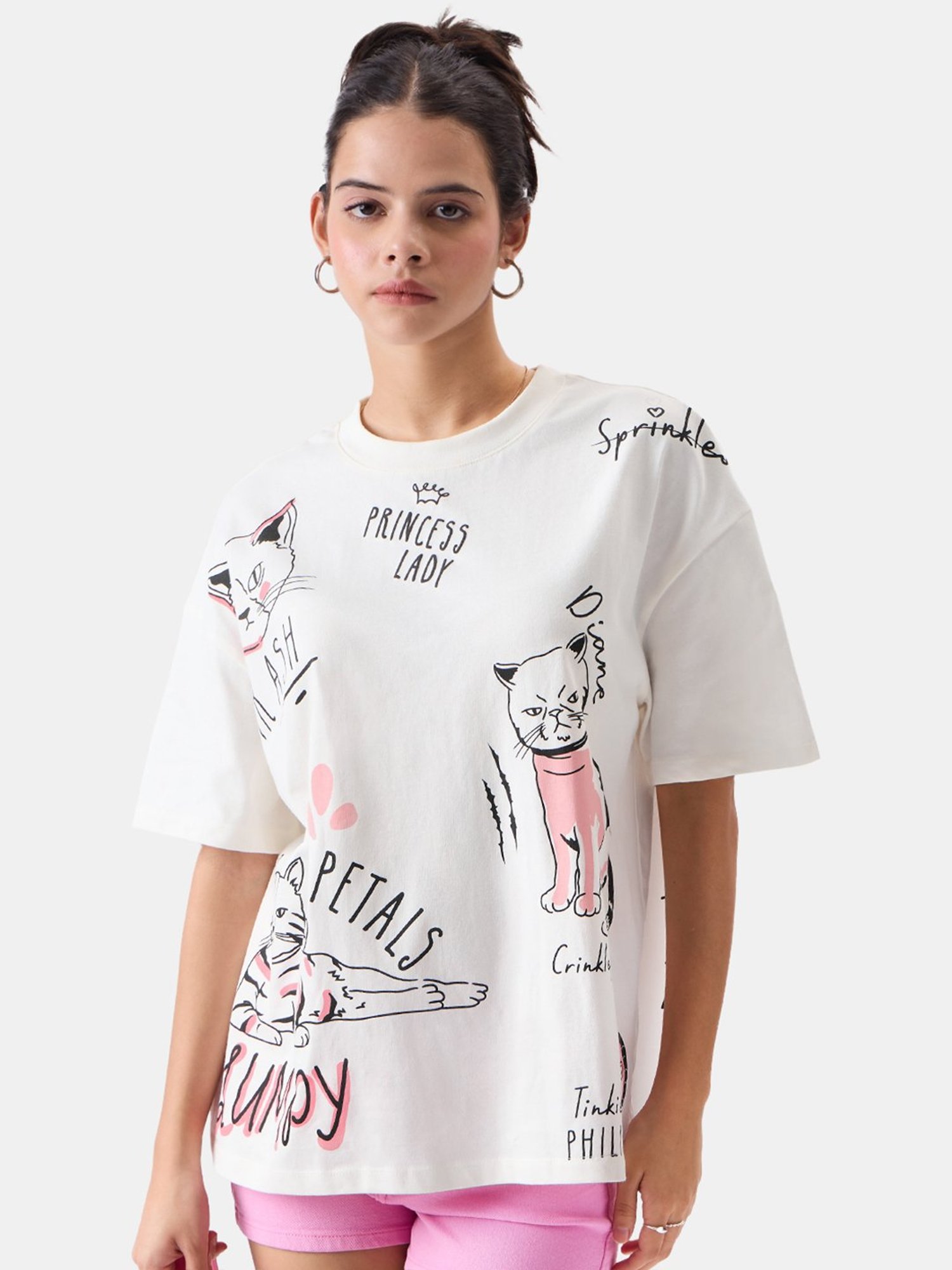 The Souled Store White Cotton Printed T-Shirt