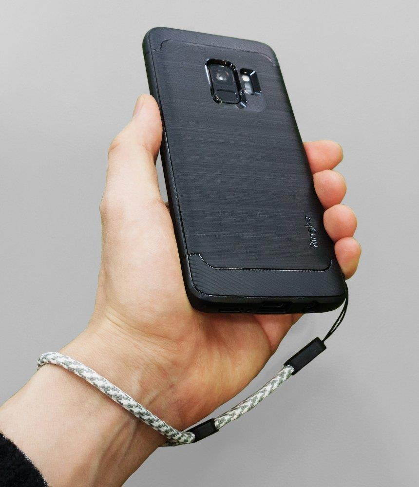 Galaxy S9 Case, Ringke [Onyx] Brushed Metal Design [Flexible & Slim] Anti Slip Impact Shock Absorbent Cover - Black