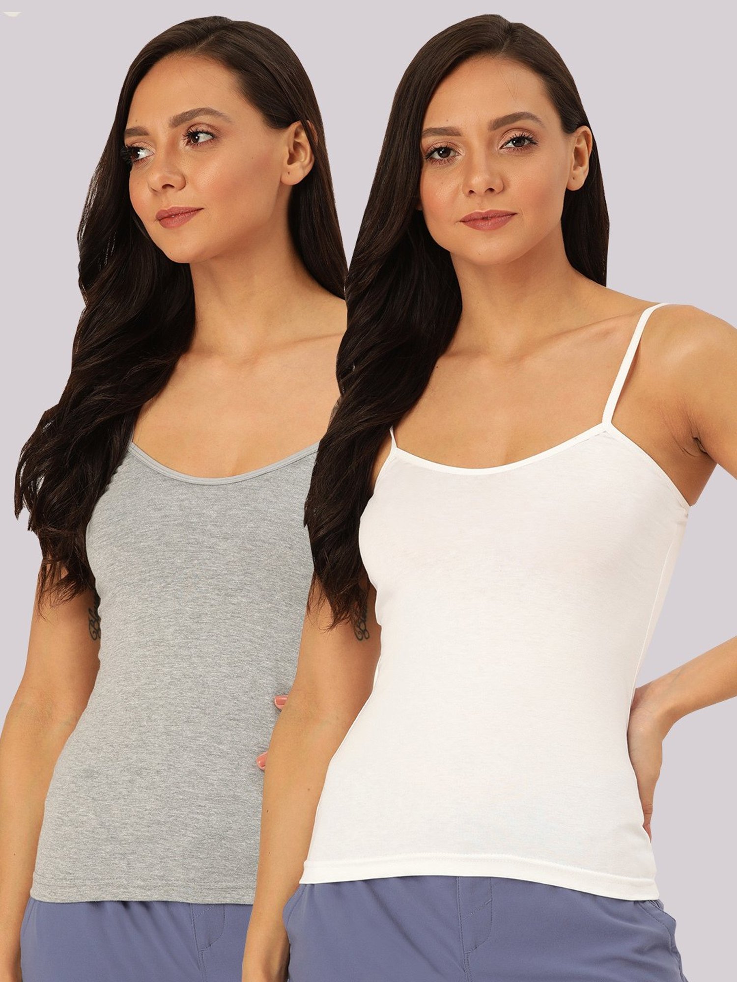 Lady Lyka Multicolor Cotton Camisole (Pack Of 2)