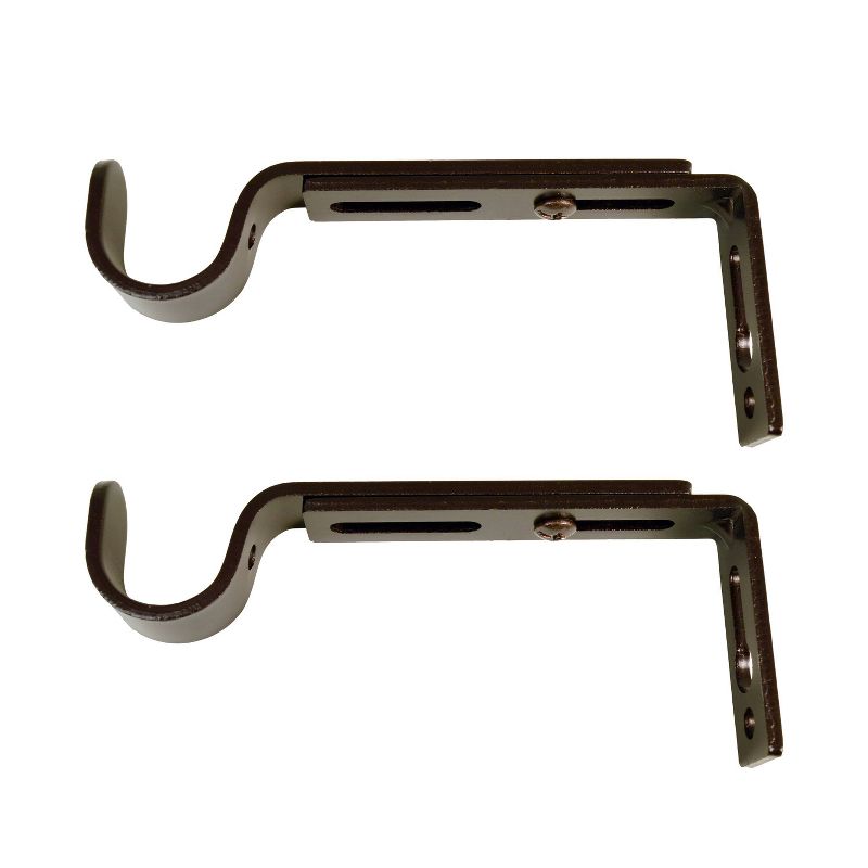 Set of 2 Drapery Rod Brackets Brown Brown - Versailles Home Fashions