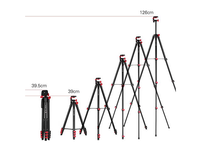 Portable Phone Tripod 44" Adjustable Travel Video Tripod Stand with Phone Mount Holder Compatible with Cell Phone Tripod, Action Camera Tripod, DSLR Tripod with Wireless Remote Shutter, PH13