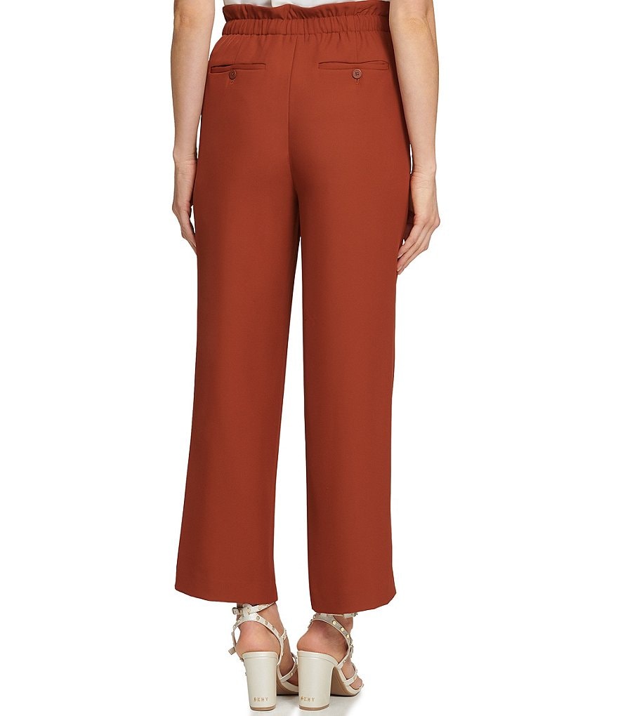 DKNY Belted Pleated Front Paperbag Waist Ankle Pants