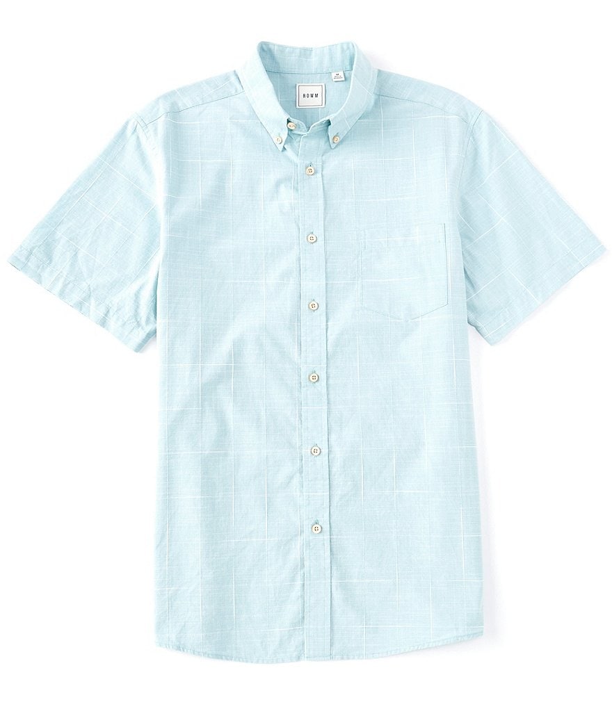 Rowm Short Sleeve Textured Window Pane Sportshirt