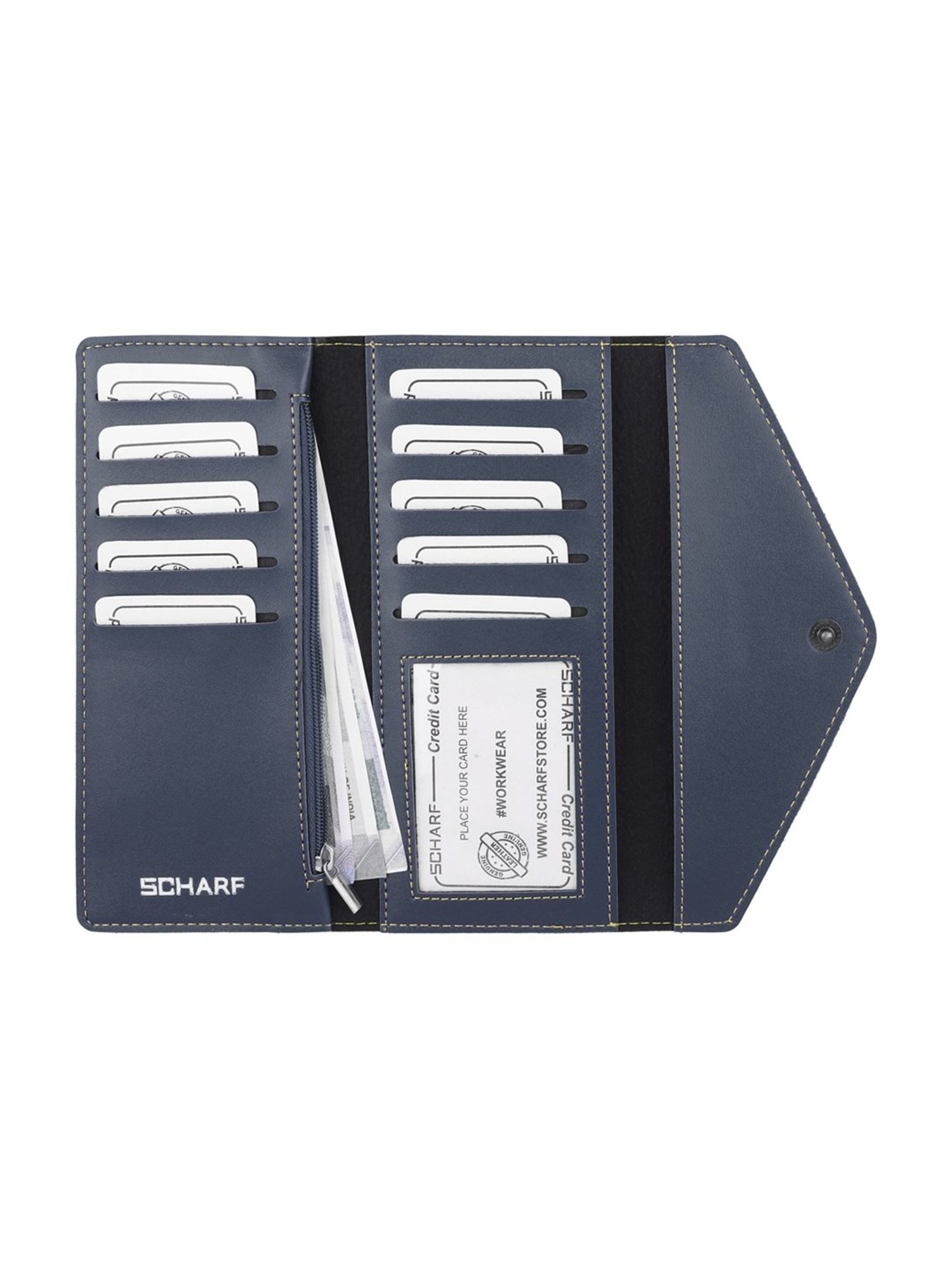 SCHARF Blue Solid Bi-Fold Wallet for Women