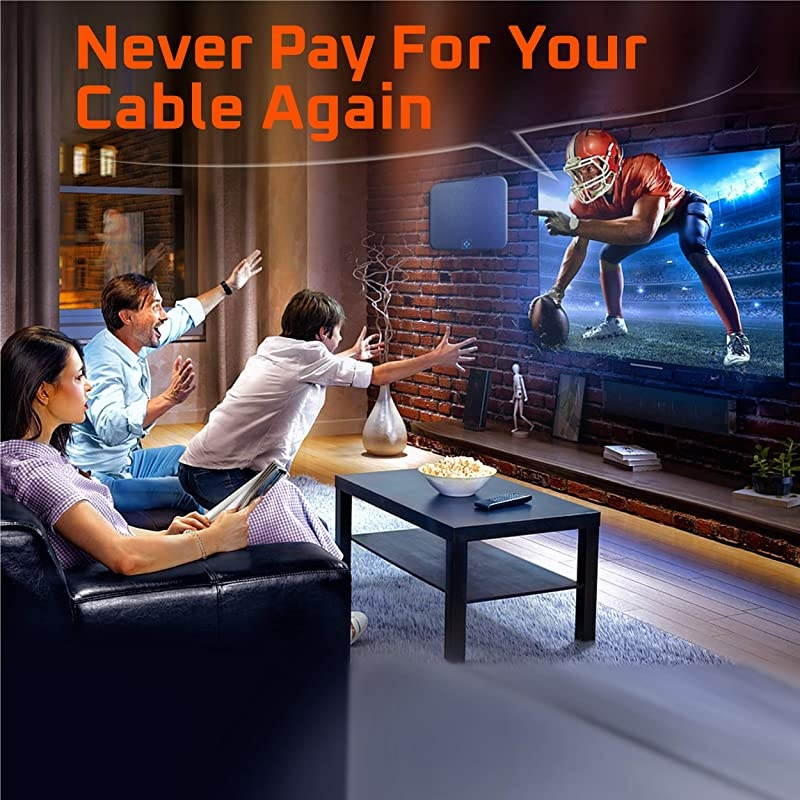 Latest Amplified HD Digital TV Antenna Long 180 Miles Range Support 4K 1080p Fire tv Stick and All Older TVs Indoor Smart Switch Amplifier Signal Booster 18ft Coax HDTV CableAC Adapter