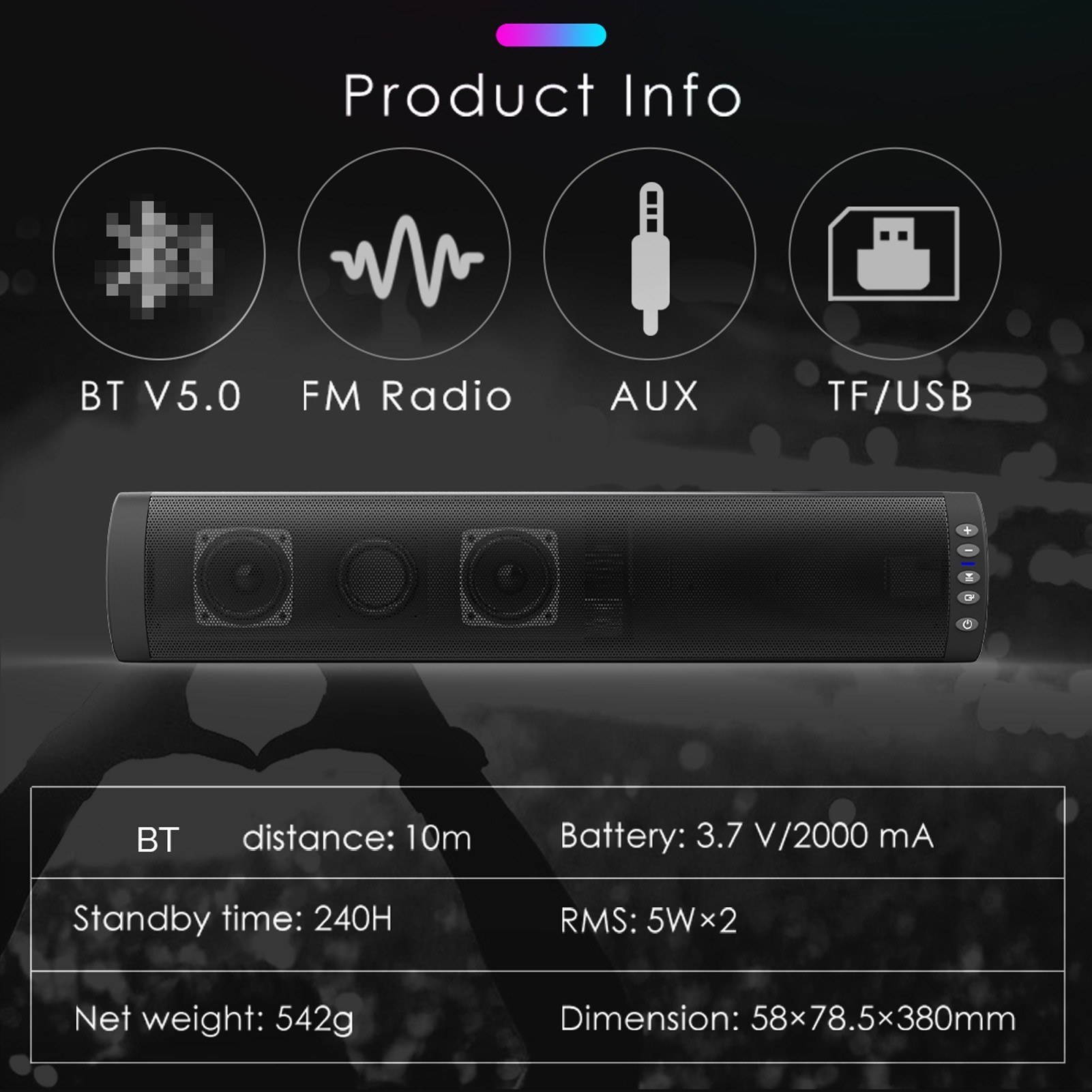 BS-41A Multifunction Sound Bar BT Speaker Home Theater Wall TV Surround Sound Sound-Stereo Wall-mounted Sound