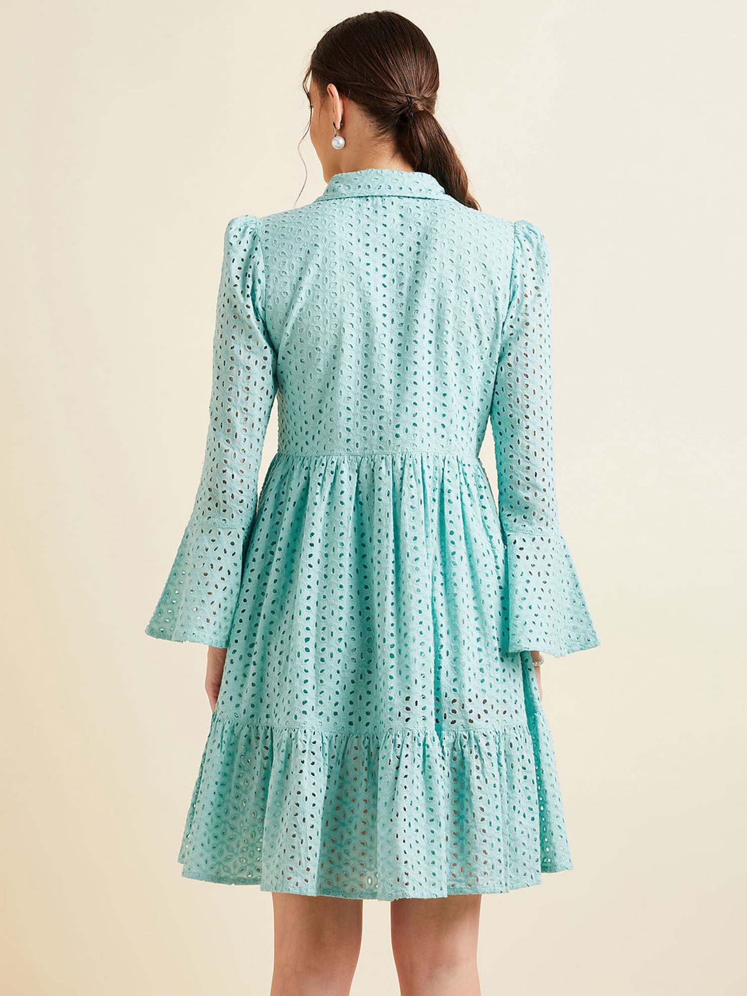 PANIT Turquoise Cotton Embroidered Ethnic Dress