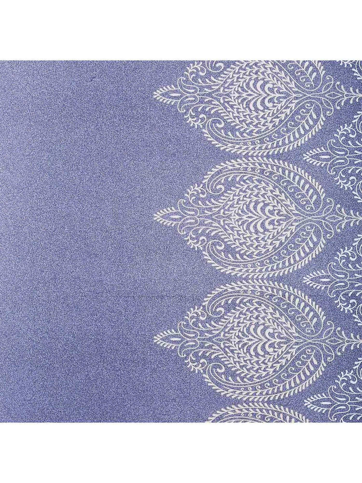 Swayam Ananda Motif White & Blue 200 TC Cotton King Bedsheet with 2 Pillow covers